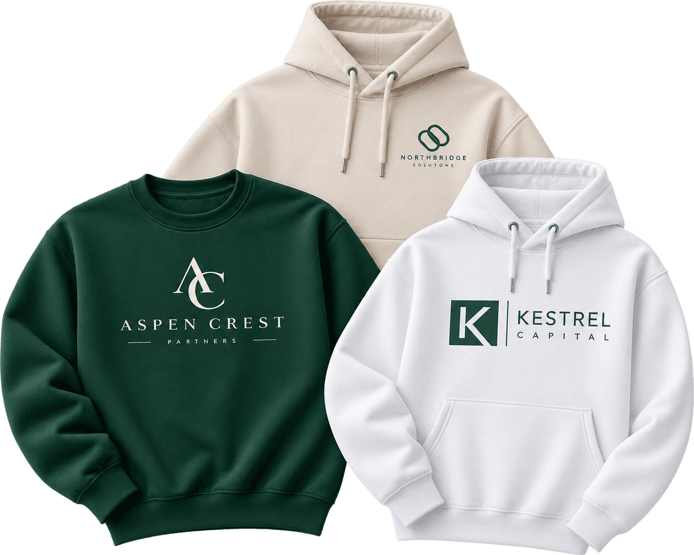 Custom hoodies and crewneck sweatshirts with logos