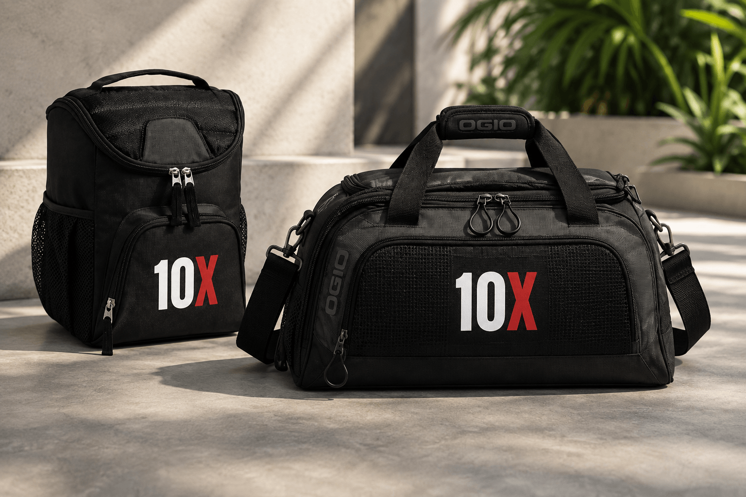 Custom 10X branded duffle bag and cooler bag