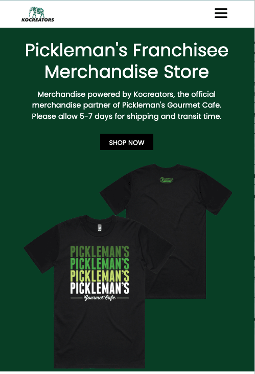 Pickleman's Franchisee Merchandise Store on mobile