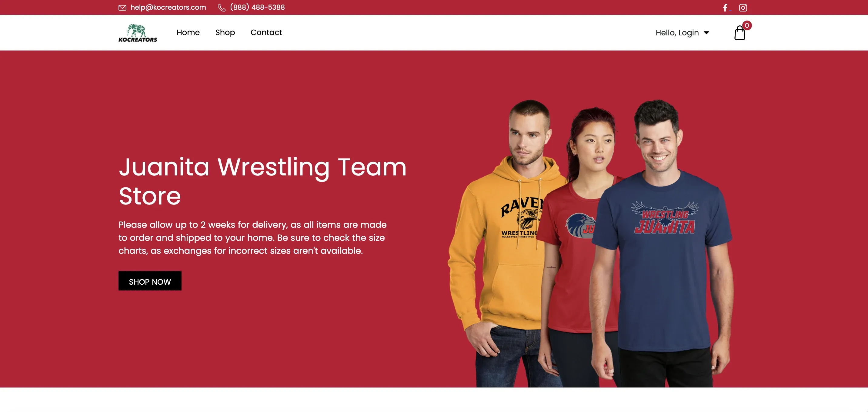 Juanita Wrestling team store on desktop
